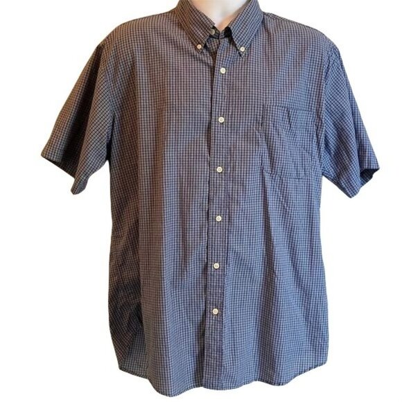 Basic Edition Short Sleeve Button Down Shirt Blue - Picture 1 of 7